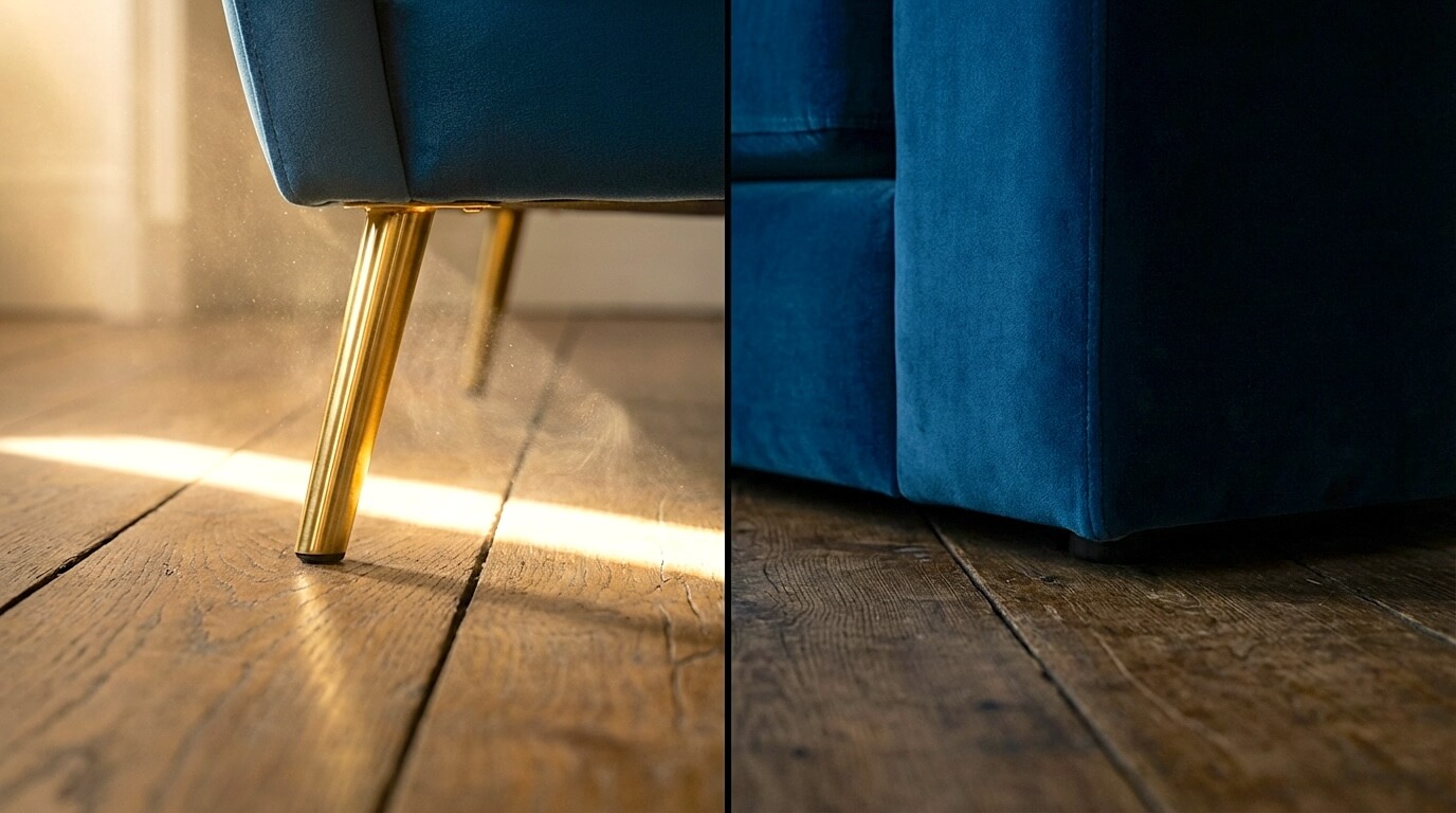 Narożnik na nóżkach czy z zabudowanym dołem? Jaki wybrać do salonu?