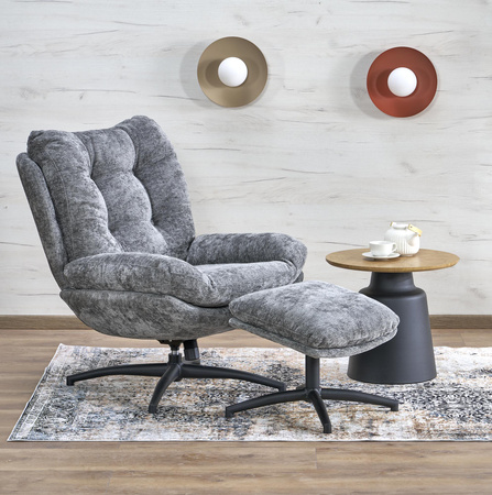 PESTO fotel z podnóżkiem / funkcja kołyski, popielaty