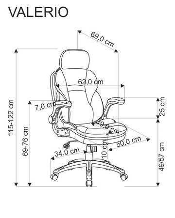 VALERIO fotel gabinetowy czarny / popielaty (1p=1szt)