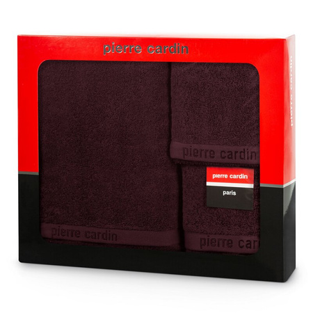 KOMPLET RĘCZNIKÓW 3 SZT EVI 40 X 34 X 9 CM BURGUNDOWY