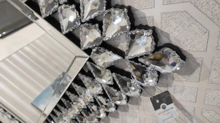 Lustro glamour Napoli 67/97cm wyszukane prostokątne z ramą z kryształkami w kształcie łez