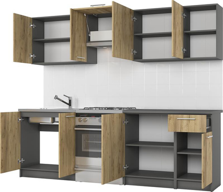 DARIA 240 kuchnia zestaw korpus: antracyt, fronty: dąb craft (10p=1kpl)