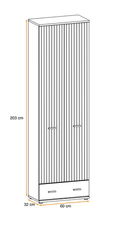Szafa wysoka stojąca z 2 drzwiami i szufladą Marco A