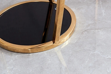 Santes złoty stolik na kwiaty i ozdoby ze szklanym przyciemnianym blatem Large