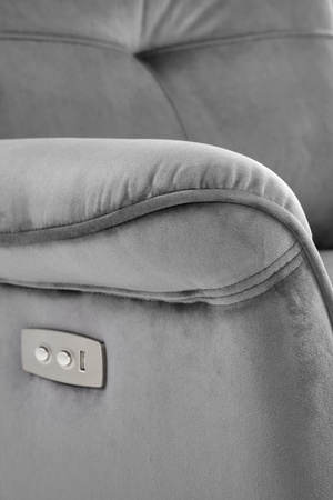 SEMIR fotel z funkcja elektrycznego rozkładania / gniazdo USB, popielaty (2p=1szt)