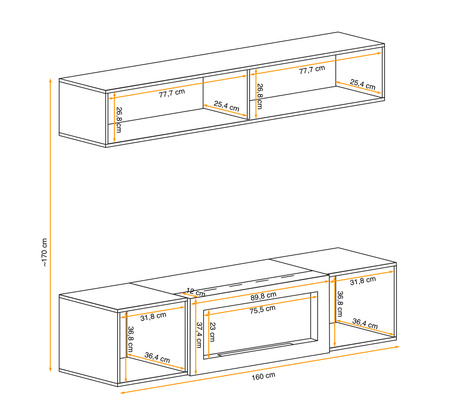 Szafka wisząca czarny/czarny połysk FLY N2