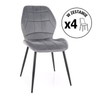 Zestaw 4 krzeseł Jake Velvet szary