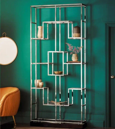 Regał Deacon 108/29/240cm chromowany ze szklanymi półkami srebrny