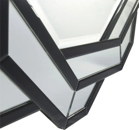Lustro Silvia czarne 80cm w stylu glamour dekoracyjne w geometrycznej luksusowej ramie