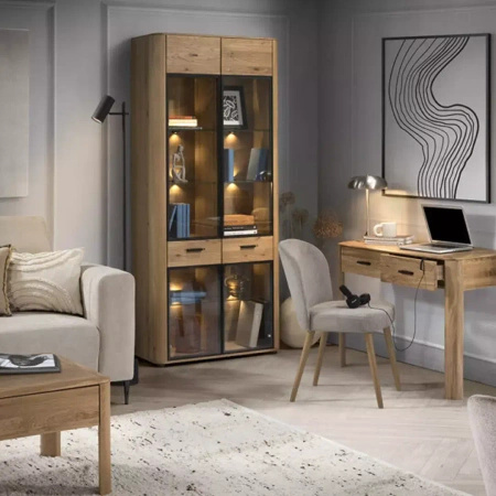 Konsola dębowa Monaco 110x40 cm z szufladami - do przedpokoju lite drewno dąb miodowy