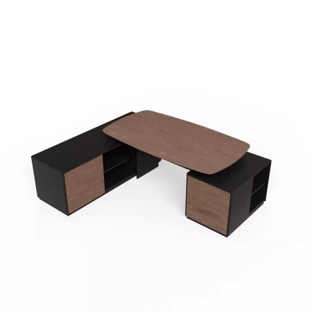 Biurko w kształcie litery do biura L 220x181x74 cm dąb orzech Slim