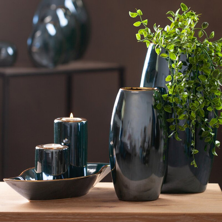 WAZON DEKORACYJNY AMORA2 (4) 19 X 12 X 35 CM ZIELONY