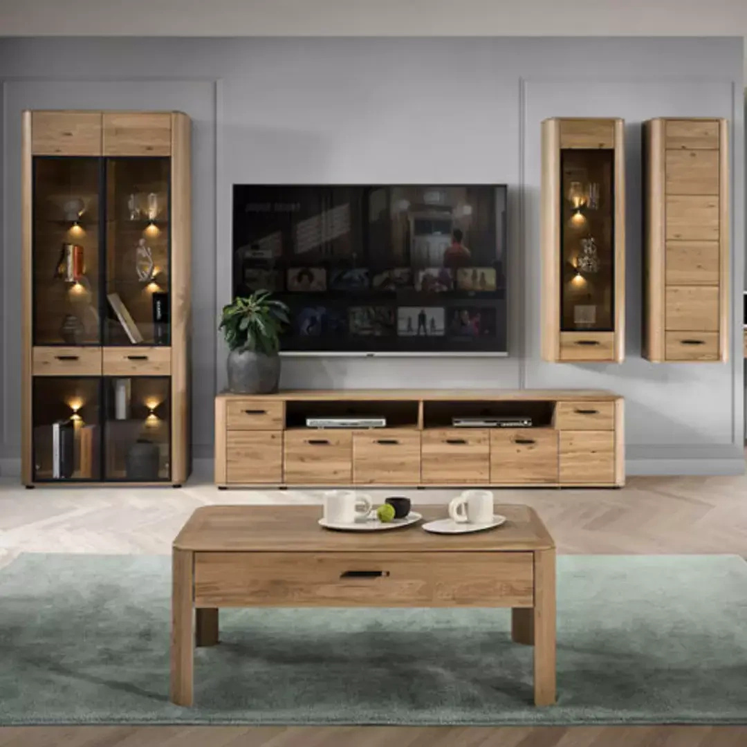 Witryna dębowa Monaco w aranżacji salonu