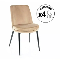 Zestaw 4 krzeseł Kayla Velvet beżowy