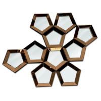 Lustro Viano 87/101cm złożone z wielu elementów w kształcie plastrów miodu niespotykane złote