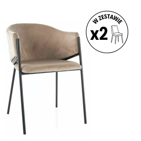 Zestaw 2 krzeseł Bono Velvet beżowy