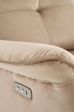 SEMIR fotel z funkcja elektrycznego rozkładania / gniazdo USB, beżowy (2p=1szt)