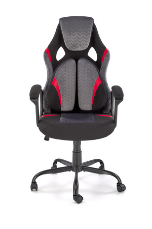 JENSEN fotel gabinetowy, czarny - popielaty - czerwony