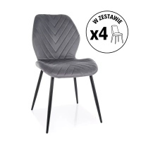 Zestaw 4 krzeseł Mike Velvet szary