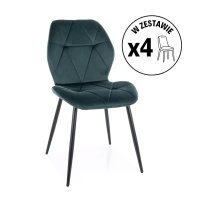Zestaw 4 krzeseł Rick Velvet zielony
