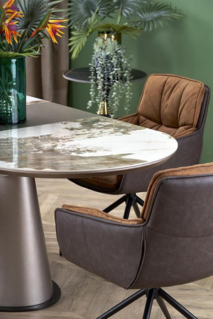 ROBINSON stół rozkładany, beżowy marmur / cappuccino / czarny (3p=1szt)