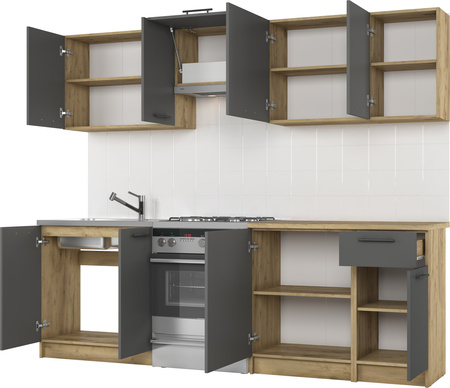 DARIA 240 kuchnia zestaw korpus: dąb craft, fronty: antracyt (10p=1kpl)