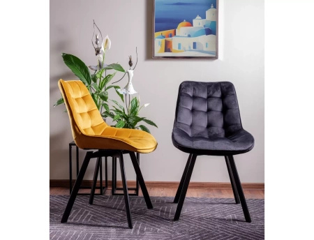 Zestaw 4 krzeseł Monti Velvet czarny