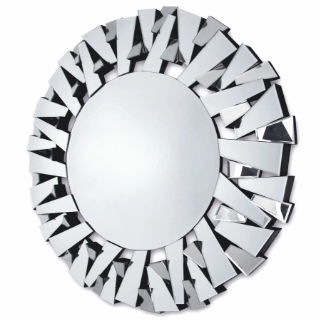 Lustro Ness 100cm glamour okrągłe w dekoracyjnej ramie z lustrzanych fragmentów ustawionych pod kątami