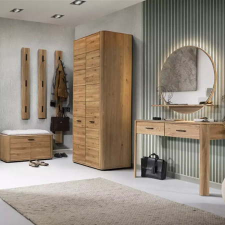 Konsola dębowa Monaco 110x40 cm z szufladami - do przedpokoju lite drewno dąb miodowy