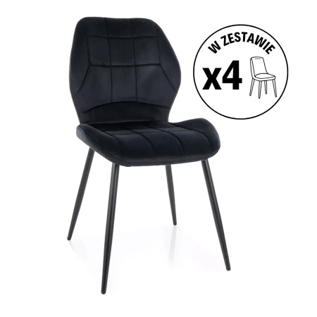 Zestaw 4 krzeseł Jake Velvet czarny
