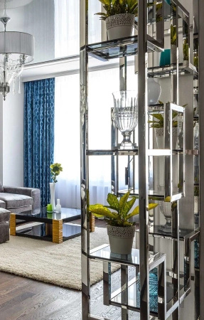 Regał Deacon 108/29/240cm chromowany ze szklanymi półkami srebrny