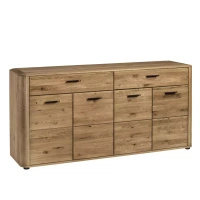 Duża komoda do salonu Monaco 163 cm - dąb miodowy z szufladami i drzwiami