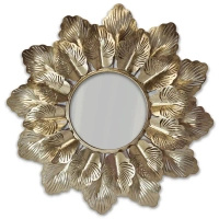 Lustro okrągłe MIMOSA-Dekoracyjna Metalowa Rama z metaloplastyki w Stylu Glamour