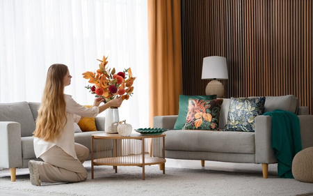 LAMPA O 34 X 51 CM KREMOWY