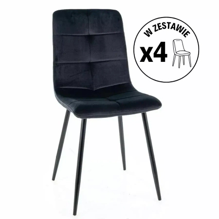 Zestaw 4 krzeseł Ivo Velvet czarny