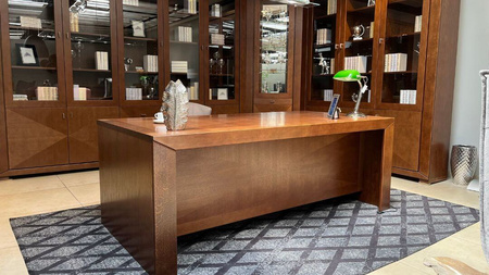 Biurko do gabinetu 200x100x74 cm z intarsją dąb kasztanowy CUBE