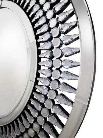 Lustro okrągłe glamour Marzano 90cm w dekoracyjnej ramie z kryształkami w kształcie łez