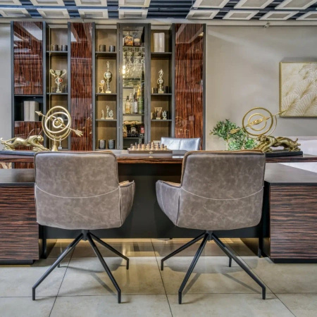 Biurko w ksztalcie litery U 280x181x74 cm czarny heban Aristo