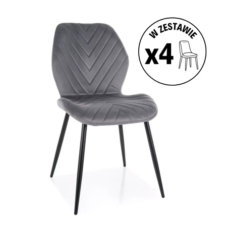 Zestaw 4 krzeseł Mike Velvet szary