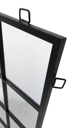 Lustro Boston 120/80cm w stylu loft okienne z czarnymi szprosami i stalową ramą