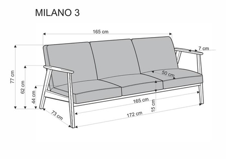 MILANO 3S sofa - niebieski tap. Castel 74 (1p=1szt)