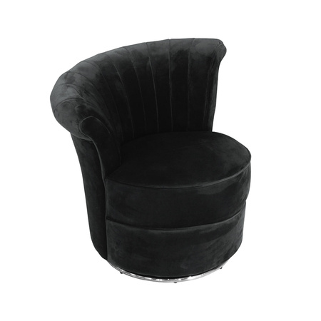 Fotel Gabi 69/71/74cm tapicerowany czarny w welurze na srebrnej metalowej podstawie