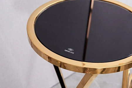 Santes złoty stolik na kwiaty i ozdoby ze szklanym przyciemnianym blatem Medium