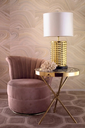 Stolik kawowy Musa 60/60/52cm ze szklanym ciemnym blatem i ozdobnymi kołatkami złoty