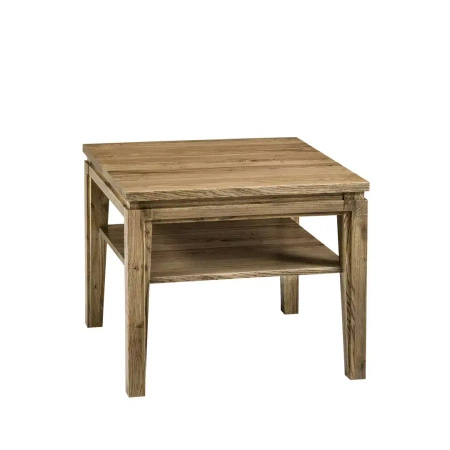 Stolik kawowy kwadratowy Granada 60x60 cm z litego drewna dębowego z półką