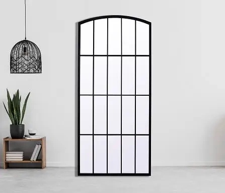 Lustro okienne Manhattan 170/76cm w stylu loft z czarnymi szprosami i stalową ramą