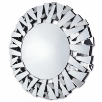 Lustro Ness 100cm glamour okrągłe w dekoracyjnej ramie z lustrzanych fragmentów ustawionych pod kątami