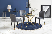 RAYMOND stół, blat - transparentny, nogi - złoty (2p=1szt)