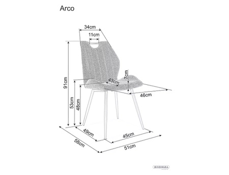 Zestaw 4 krzeseł Arco Velvet curry