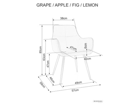 Zestaw 2 krzeseł Lemon Velvet beżowy